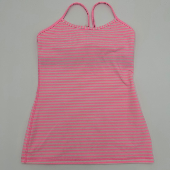 Lululemon Power Y Tank Pink and White Striped Women’s Size 6 - Picture 2 of 5